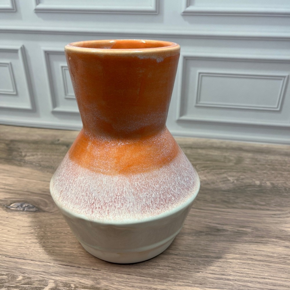 Project 62 Reactive Pottery Vase Orange White Glazed Ceramic Decorative  Pottery